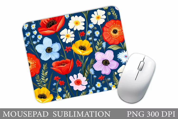 Wildflowers Mouse Pad. Flowers Mouse Pad Sublimation