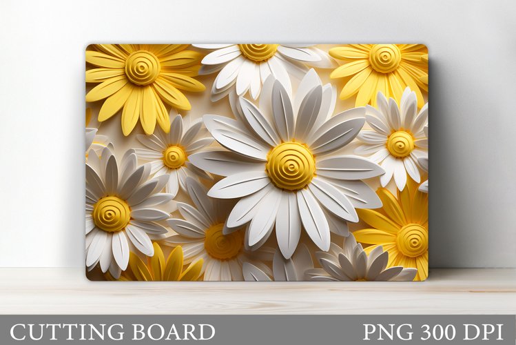 3D Daisy Cutting Board. Flowers Kitchen Cutting Board example image 1