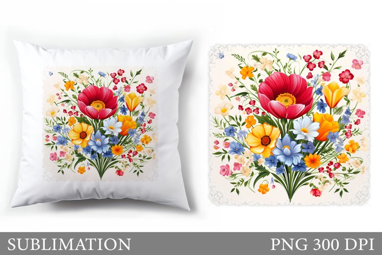 Flowers Pillow Sublimation. Summer Sublimation example image 1