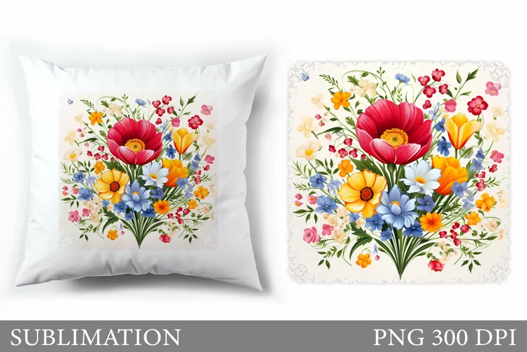 Flowers Pillow Sublimation. Summer Sublimation