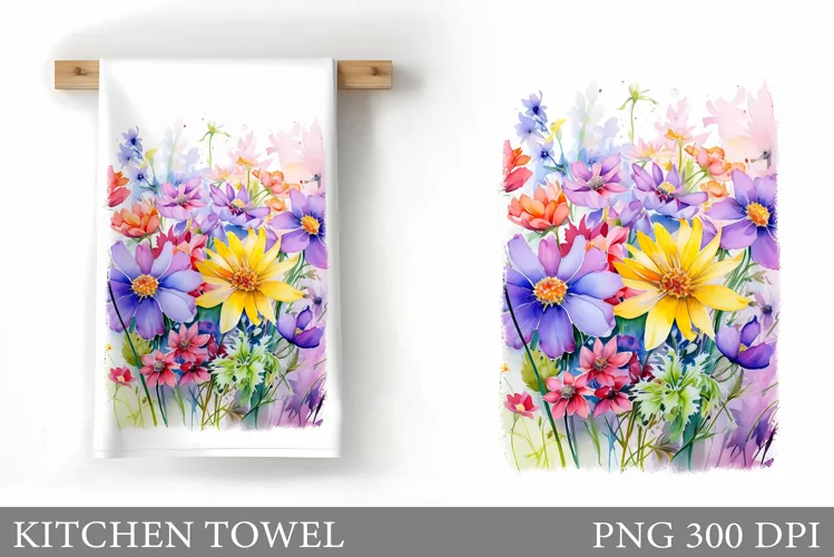 Wildflowers Kitchen Towel. Flowers Kitchen Towel