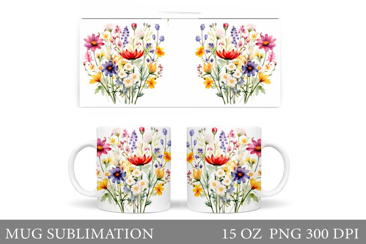Flowers Mug Sublimation. Wildflowers Mug Sublimation