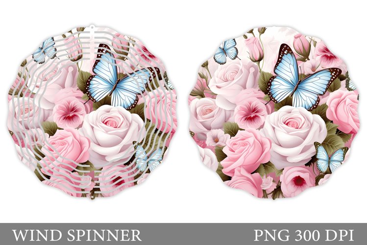 Butterflies Wind Spinner. Flowers Wind Spinner Sublimation example image 1