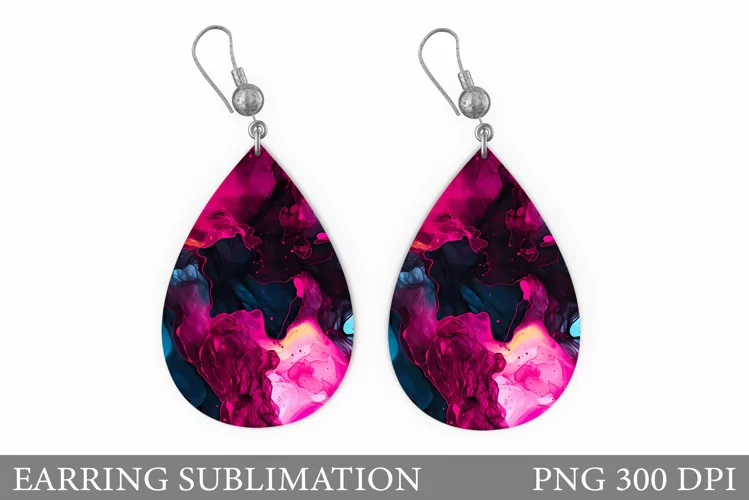 Abstract Earring Sublimation. Teardrop Abstract Earring