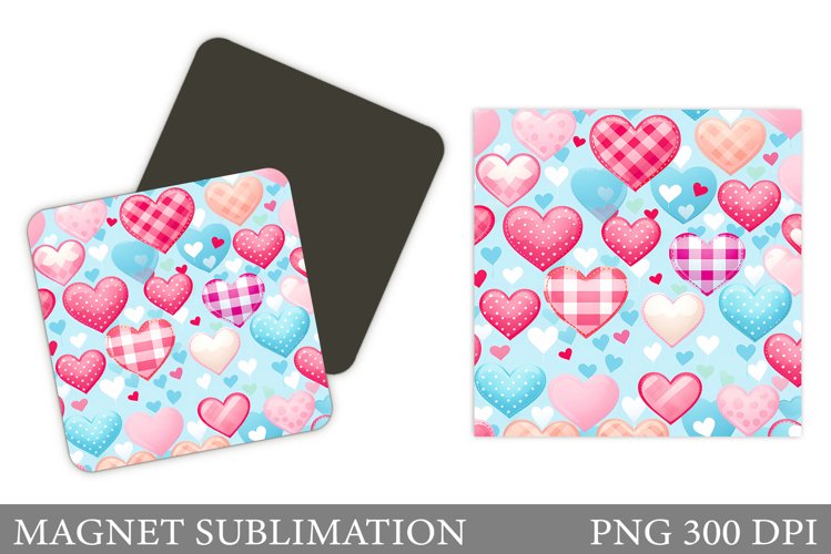 Hearts Magnet Sublimation. Colorful Hearts Magnet Design example image 1
