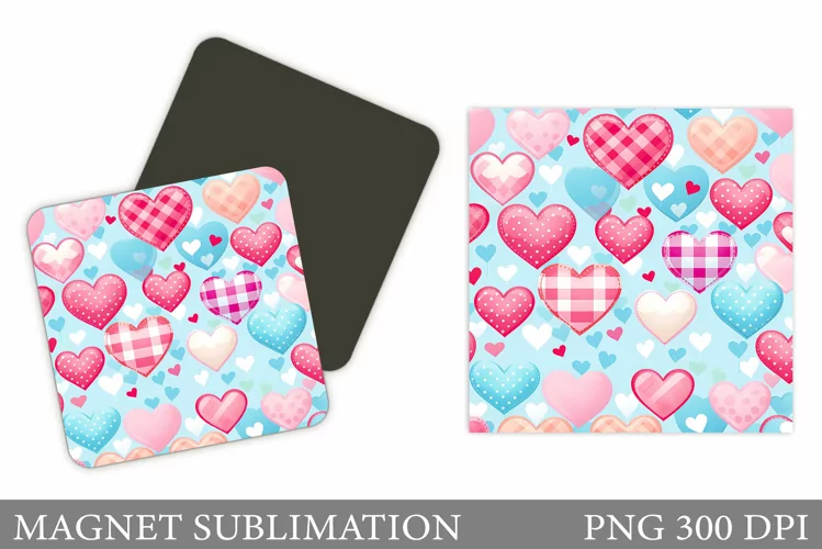 Hearts Magnet Sublimation. Colorful Hearts Magnet Design
