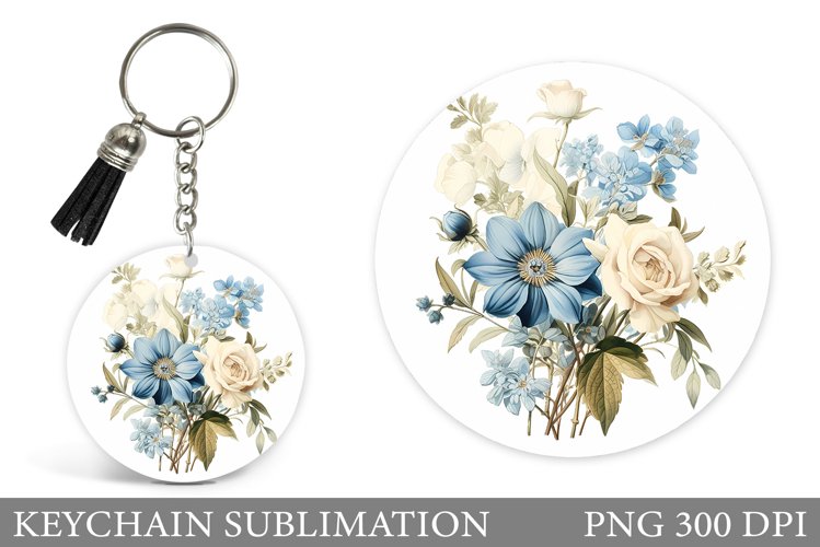 Flowers Keychain Sublimation. Flowers Keychain Design example image 1