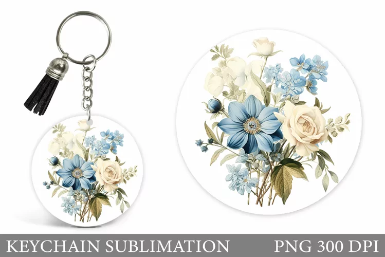 Flowers Keychain Sublimation. Flowers Keychain Design