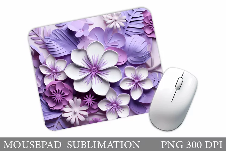 3D Flowers Mouse Pad Design. Floral Mouse Pad Sublimation