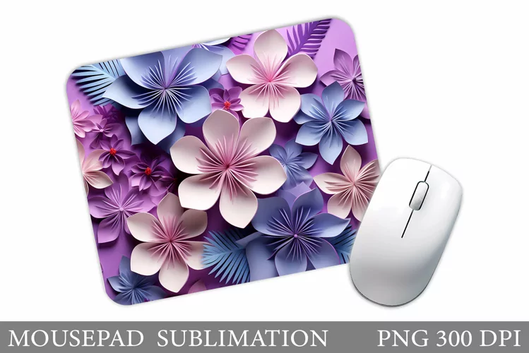 Flowers Mouse Pad Sublimation. 3D Flowers Mouse Pad Design