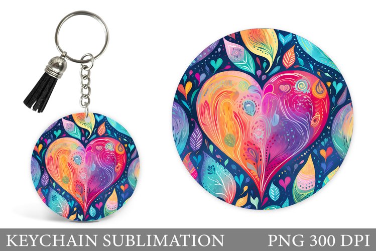 Hearts Keychain Design. Colorful Hearts Keychain Sublimation