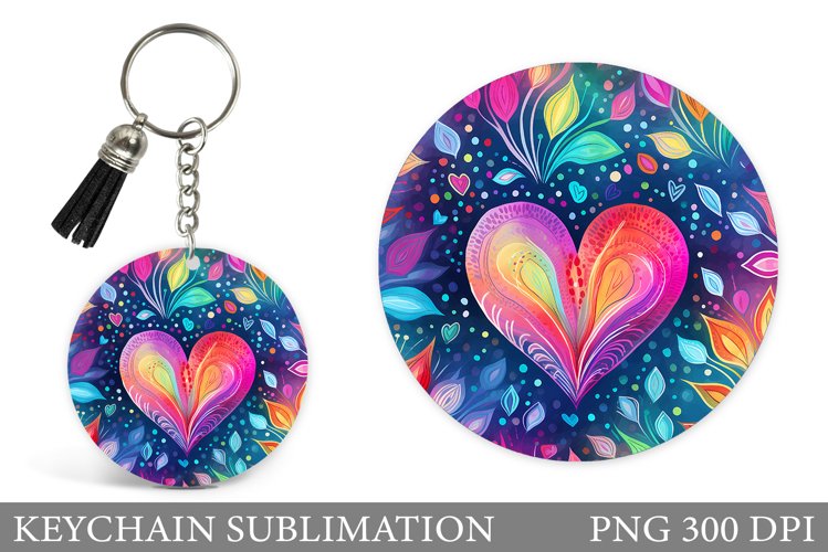 Hearts Keychain Design. Round Keychain Valentines