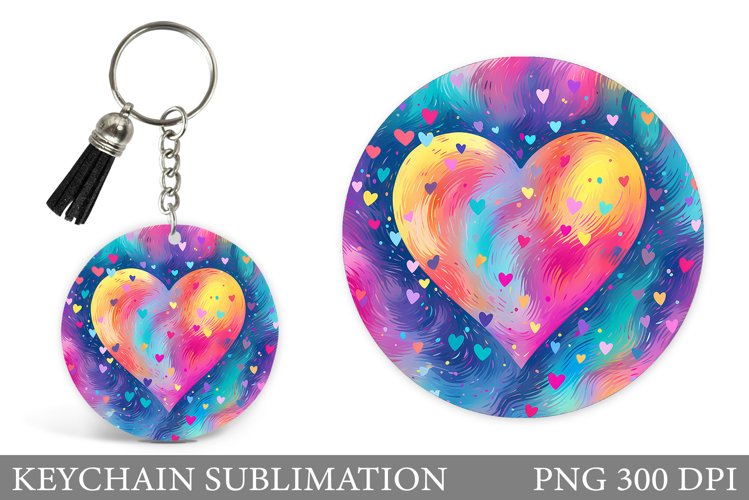 Hearts Keychain Sublimation. Hearts Round Keychain Design example image 1
