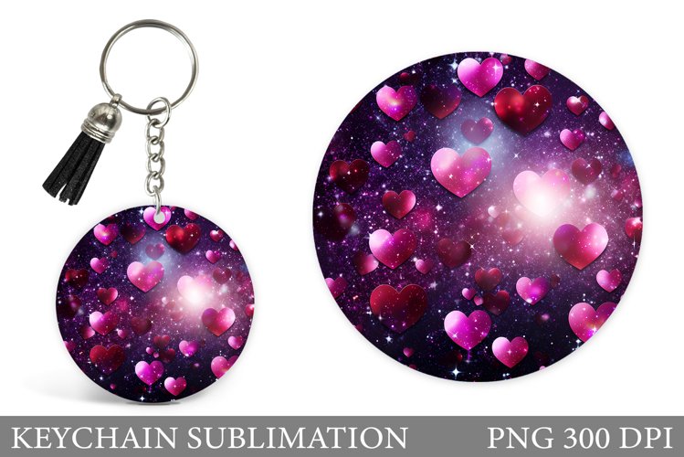 Shimmer Hearts Keychain. Hearts Round Keychain Design