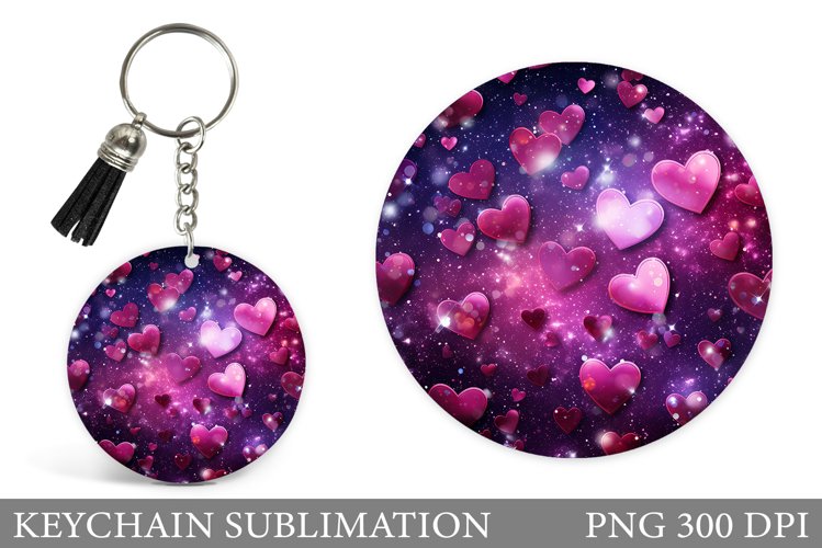 Hearts Keychain Sublimation. Shimmer Hearts Keychain Design example image 1