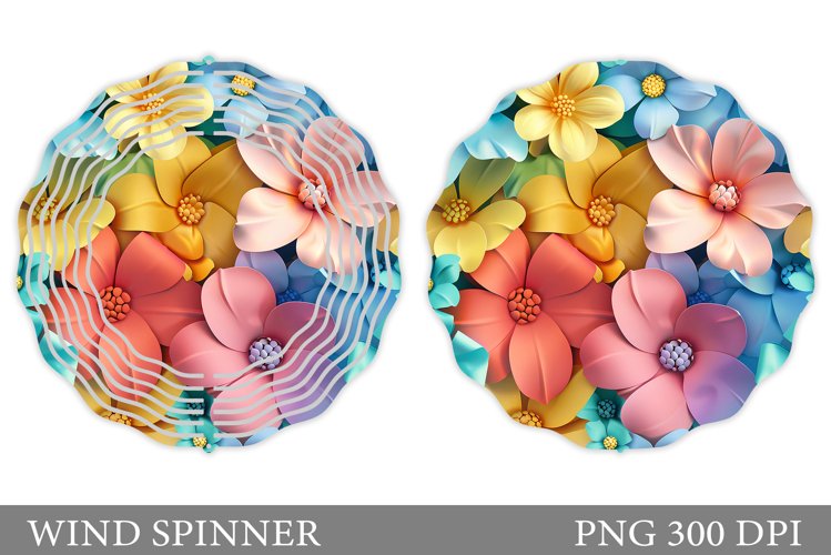 Flowers Wind Spinner Design. Floral Wind Spinner Sublimation