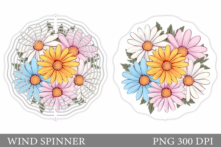 Daisy Flowers Wind Spinner. Flowers Spinner Sublimation