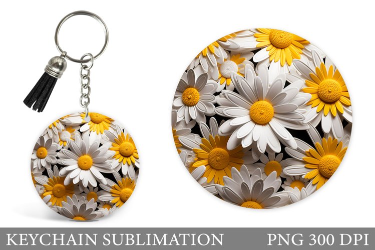 Flowers Keychain Design. 3D Daisy Keychain Sublimation