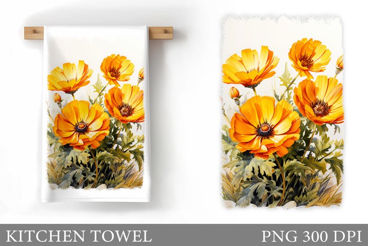 Flowers Kitchen Towel. Floral Kitchen Towel Sublimation example image 1
