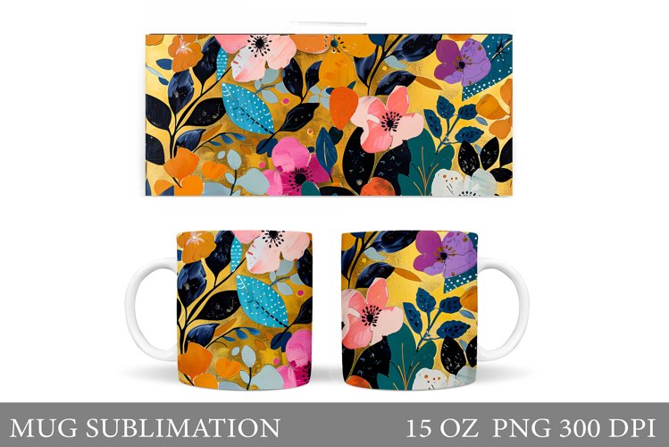 Flowers Mug Wrap Design. Flowers Mug Sublimation example image 1
