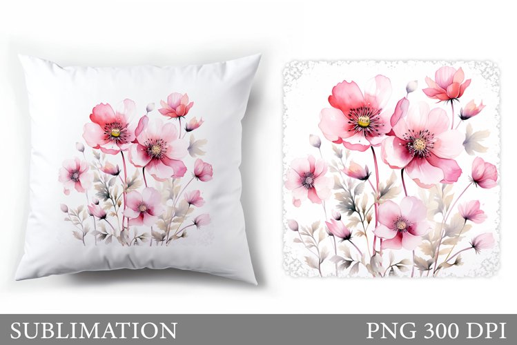 Flowers Pillow Sublimation. Summer Sublimation example image 1