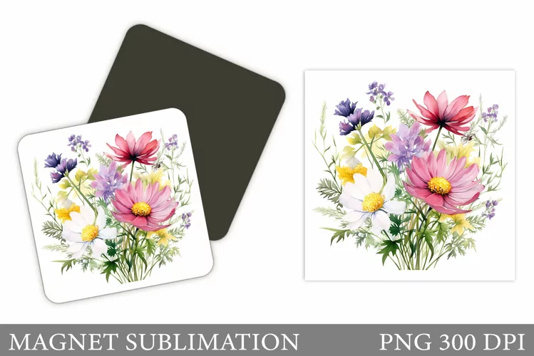 Wildflowers Magnet Design. Flowers Magnet Sublimation