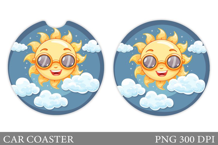 Positive Sun Car Coaster. Cute Sun Coaster Sublimations example image 1
