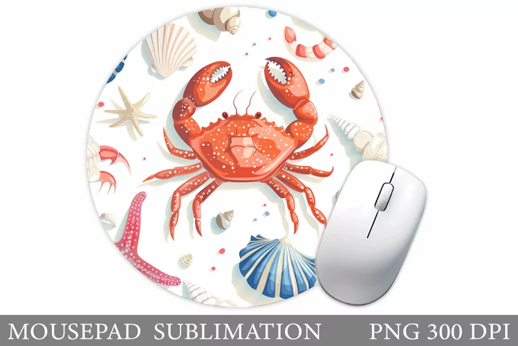 Crab Mouse Pad Design. Sea Mouse Pad Sublimation