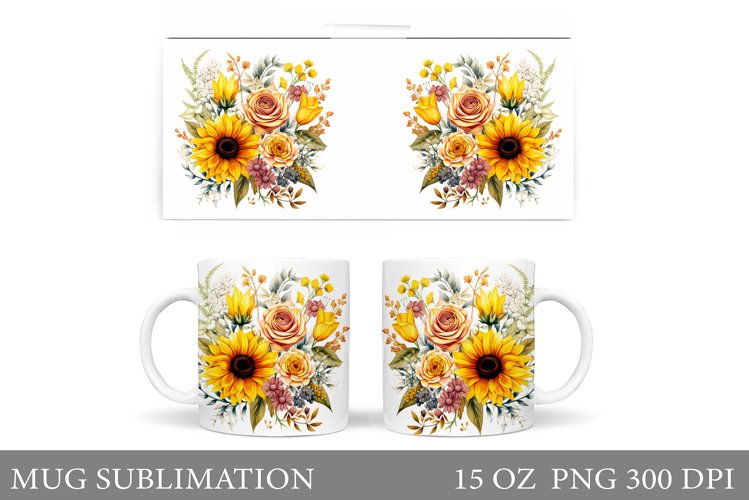 Flowers Mug Wrap Sublimation. Flowers Mug Wrap Design