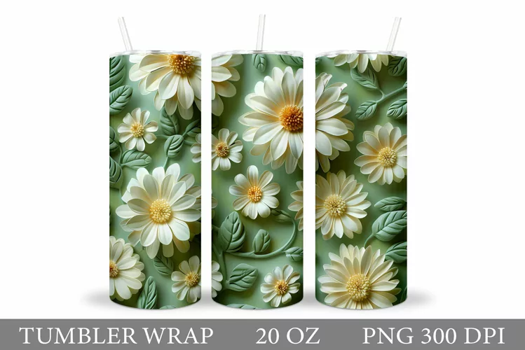 Flowers Tumbler Wrap Design. Floral Tumbler Sublimation