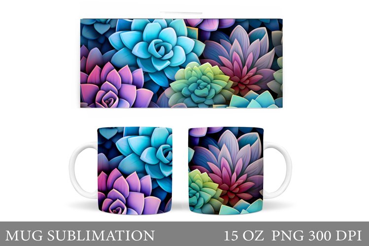 Succulents Mug Sublimation. Plants Mug Design