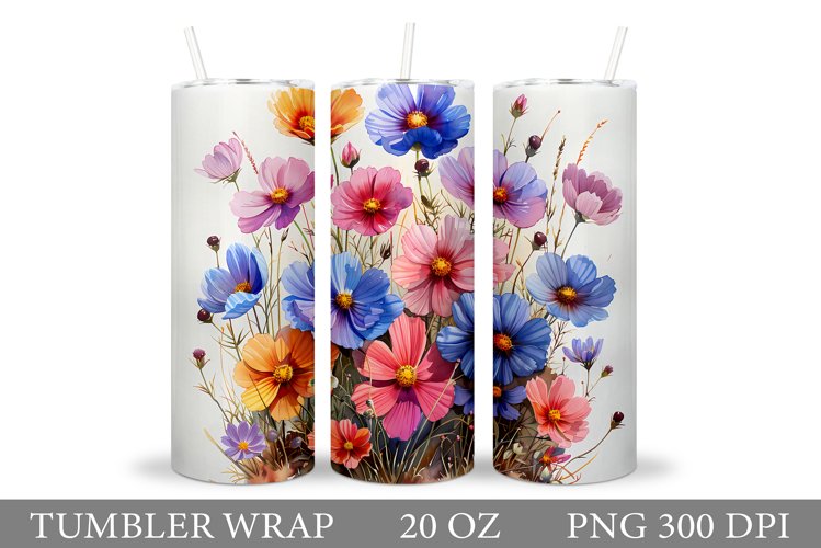 Flowers Tumbler Wrap Design. Sublimation Tumbler Flowers
