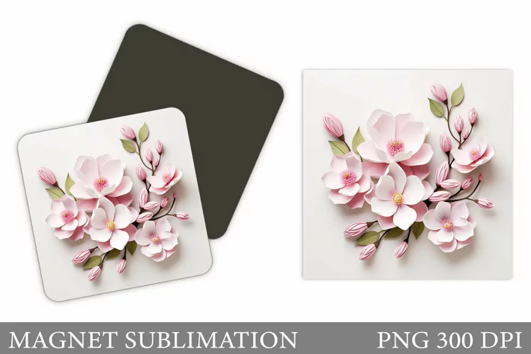 Flowers Spring Magnet Design. 3D Flowers Magnet Sublimation