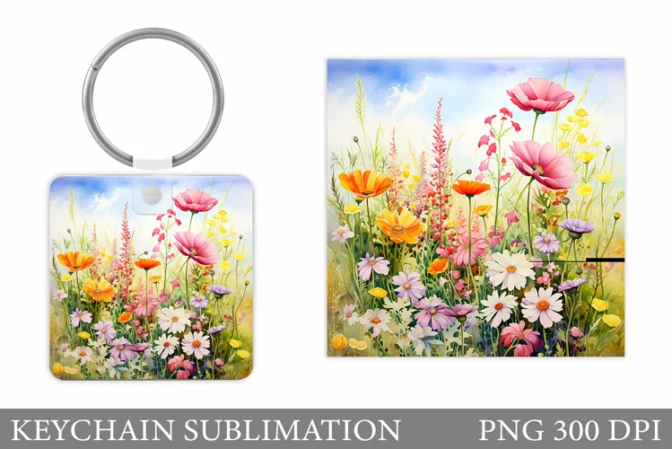 Flowers Keychain Sublimation. Wildflowers Keychain Design