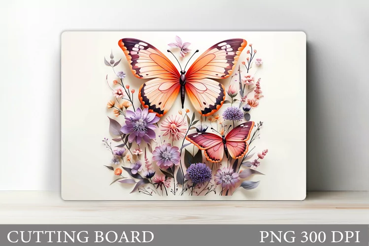 Butterflies Cutting Board. Wildflowers Cutting Board Design