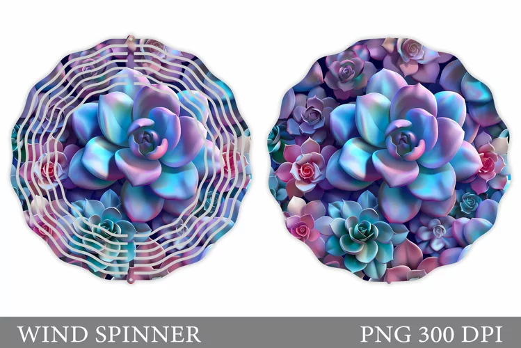 Succulents Wind Spinner. Plants Spinner Sublimation