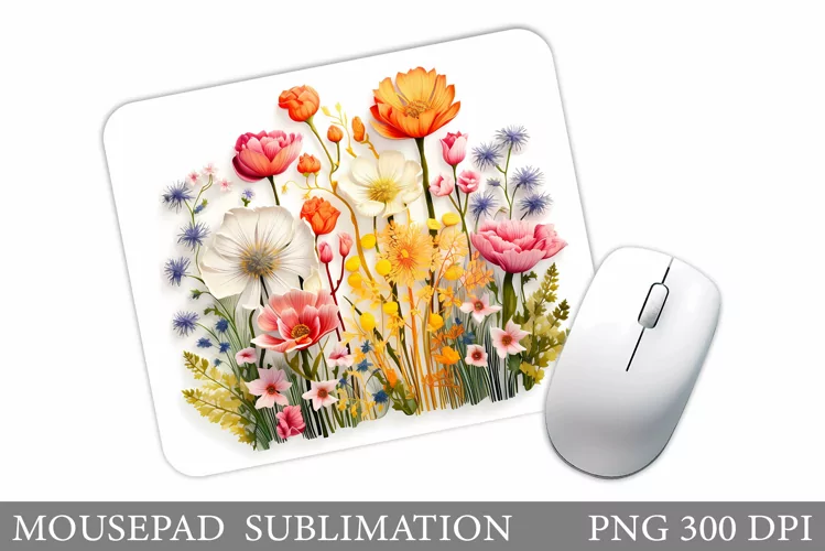 3D Wildflowers Mouse Pad. Floral Mouse Pad Sublimation