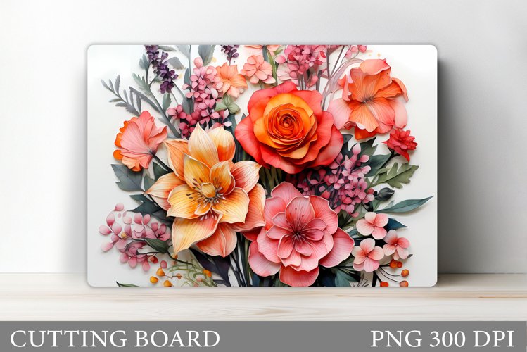 3D Flowers Cutting Board. Kitchen Cutting Board Sublimation example image 1