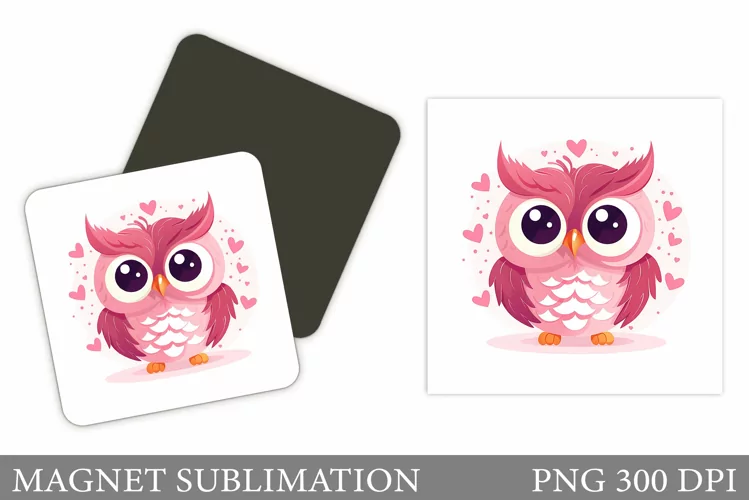 Cute Owl Magnet Design. Valentine Magnet Sublimation