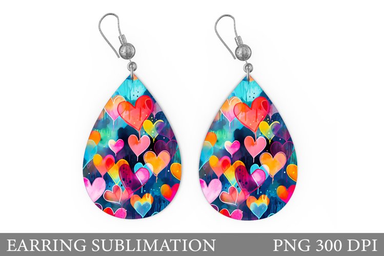 Colorful Hearts Earring. Valentines Earring Design