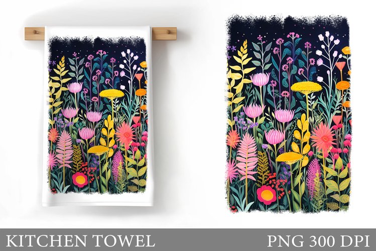 Flowers Kitchen Towel. Summer Kitchen Towel Sublimation