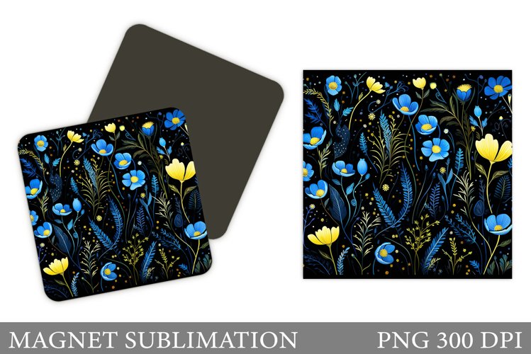 Flowers Square Magnet Design. Wildflowers Magnet Sublimation