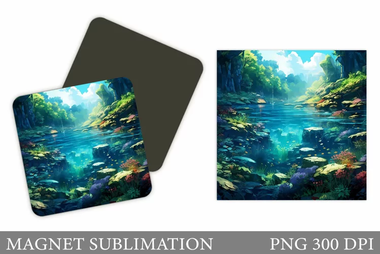 3D River Magnet Sublimation. 3D Mountains Magnet Design