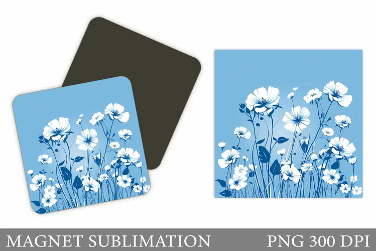 Flowers Magnet Sublimation. Flowers Square Magnet Design