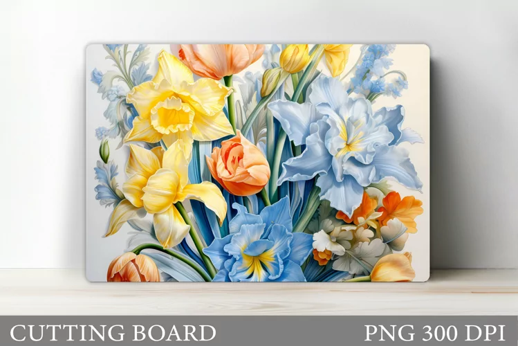 Flowers Cutting Board. Kitchen Cutting Board Template