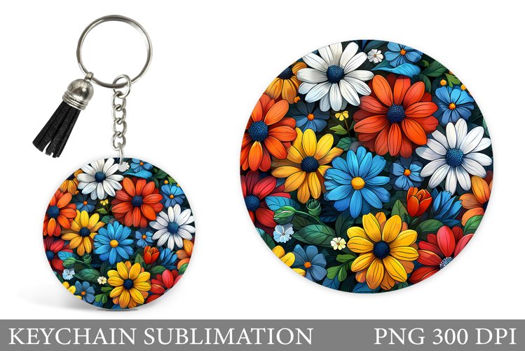 Flowers Keychain Sublimation. Flowers Keychain Design