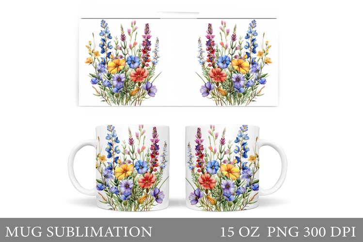 Flowers Mug Sublimation. Wildflowers Mug Design example image 1