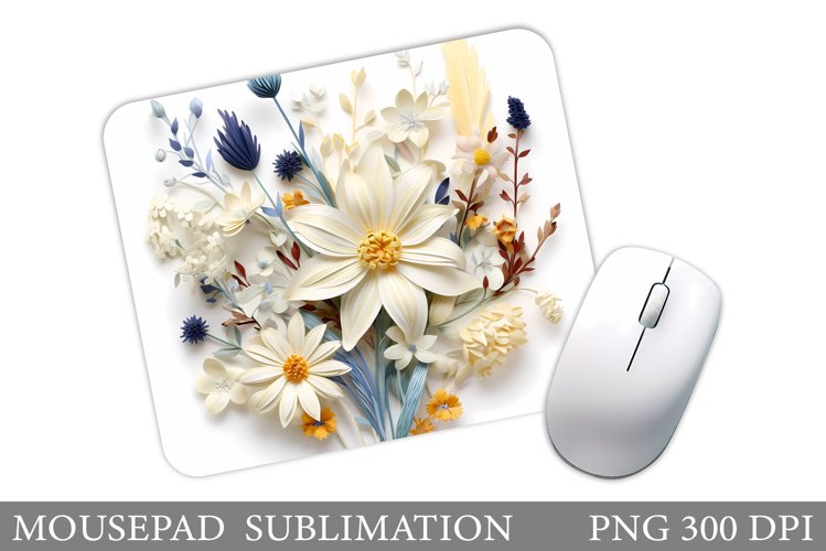Wildflowers Mouse Pad. 3D Flowers Mouse Pad Sublimation example image 1