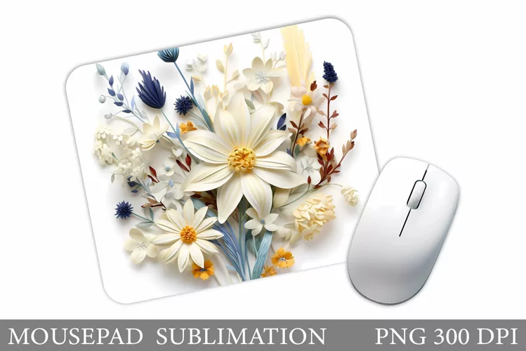 Wildflowers Mouse Pad. 3D Flowers Mouse Pad Sublimation