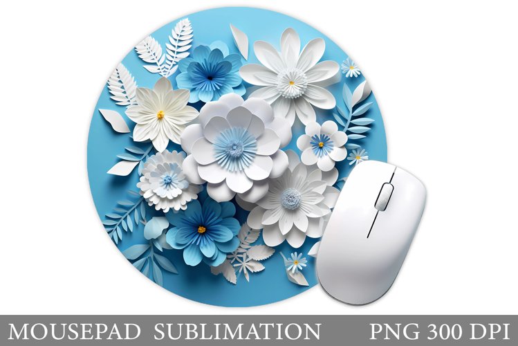 3D Flowers Mouse Pad Design. Flowers Round Mouse Pad example image 1
